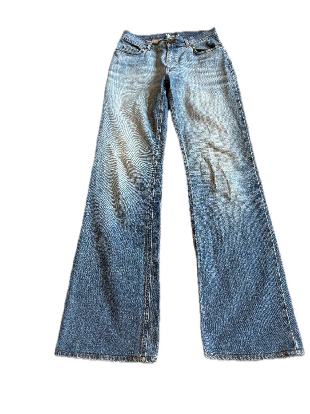 MaxMara Weekend Blue Medium Wash Stretch Bootcut Denim Jeans Wide Size 6 Women's